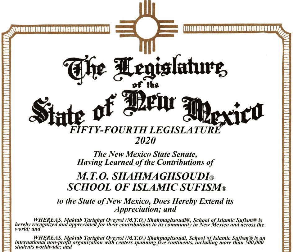 New Mexico State Honors M.T.O. Albuquerque center with a Legislative Resolution